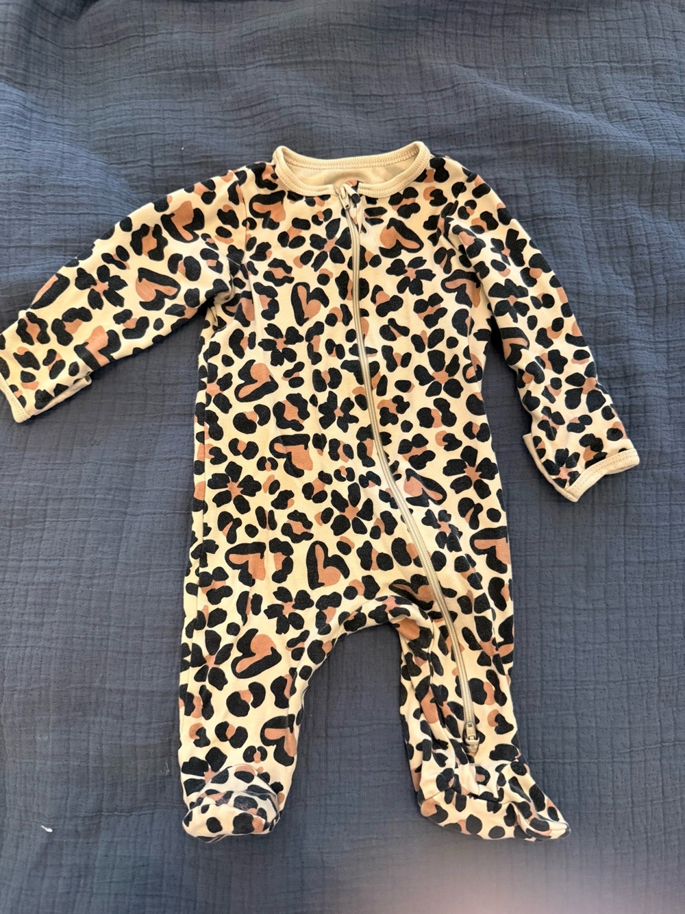 wonder nation Leopard Print Footed One-Piece - Cream, Tan, Black